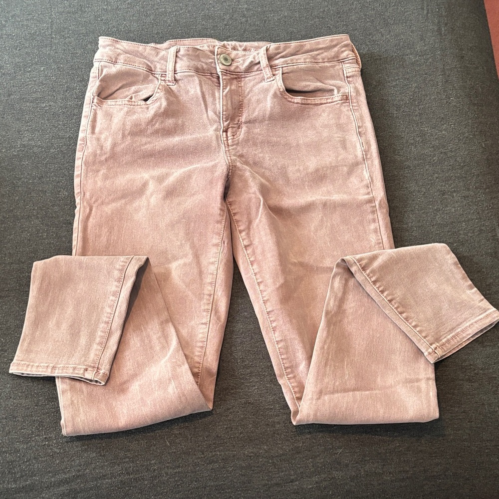 American Eagle Outfitters Women's Light Pink Skinny Jeans